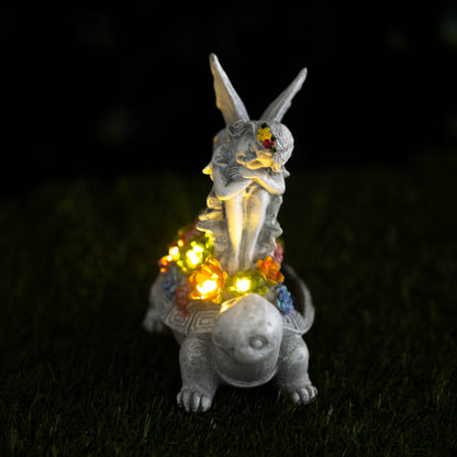 Solar Fairy Tortoise LED Garden Statue Resin Ornament 20cm
