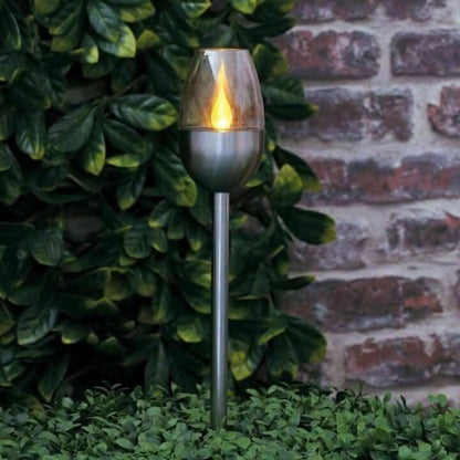 8 Pack Solar Flame Effect LED Stake Lights for Garden Pathways