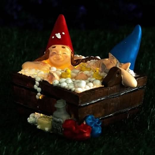 Solar Gnome Bathtub Garden Ornament – Light Up Patio & Flower Bed Decor