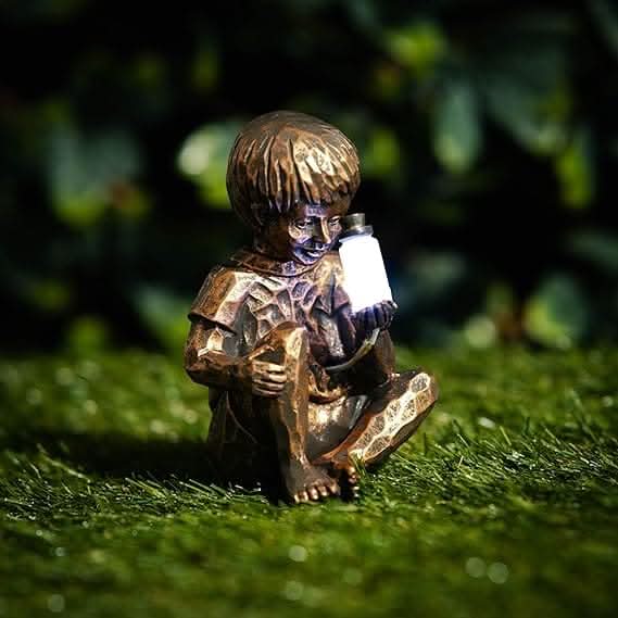 Solar Boy & Girl Lantern Garden Ornaments LED Statues