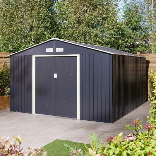 Rowlinson Trentvale 10' x 12' Metal Apex Shed Dark Grey