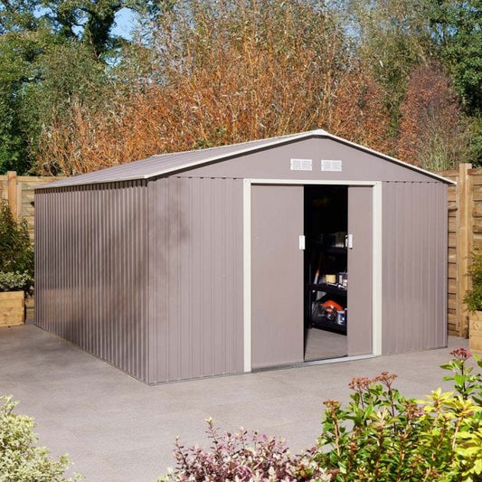 Rowlinson Trentvale 10' x 12' Metal Apex Shed Light Grey