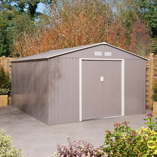 Rowlinson Trentvale 10' x 12' Metal Apex Shed Light Grey