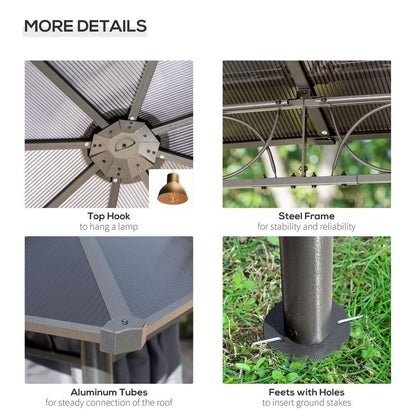 Premium 3x3m Hardtop Gazebo for Garden Parties with Polycarbonate Roof and Curtains - UV Resistant and Weatherproof