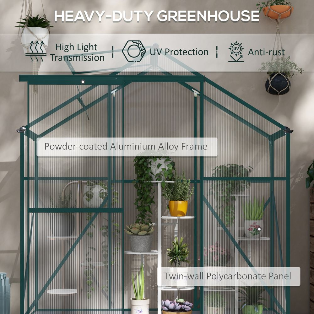 Outsunny 6x2.5ft Polycarbonate Greenhouse - Strong, Spacious, and Effortless Gardening