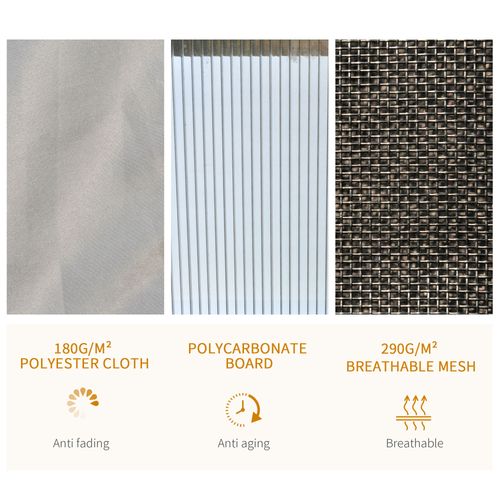 3.6x3m Polycarbonate Hardtop Patio Gazebo Steel Frame Net Sidewalls