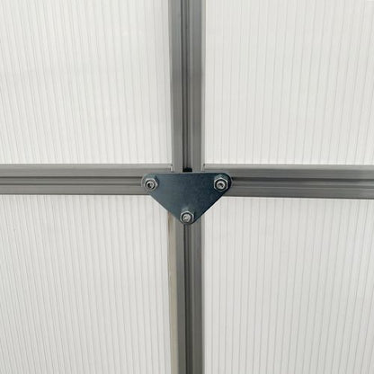 Outsunny Polycarbonate Walk-in Garden Greenhouse w/ Sliding Door Silver Tone