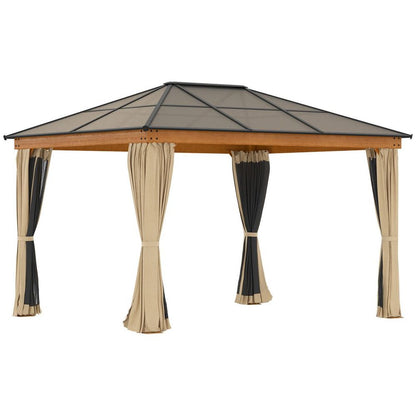 Premium Khaki Hardtop Gazebo | Polycarbonate Roof | Aluminium & Steel Frame | Patio