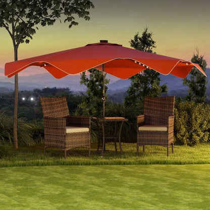 Outsunny Garden Parasol Umbrella with LED Lights and Tilt, Table Umbrella