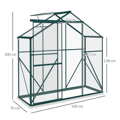 Outsunny 6x2.5ft Polycarbonate Greenhouse - Strong, Spacious, and Effortless Gardening