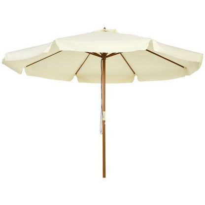 Outsunny Garden Parasol Patio Umbrella with Ruffles and Wooden Pole Beige