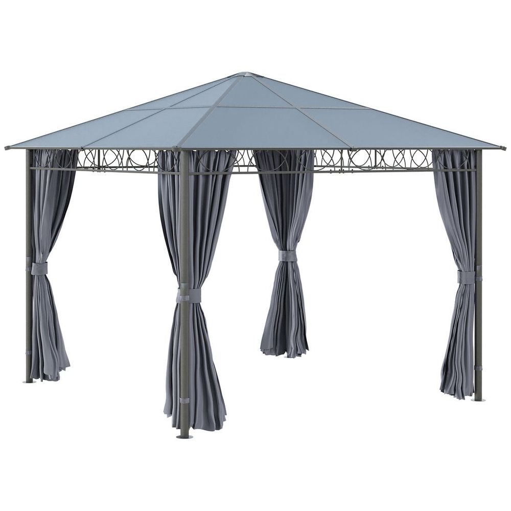 Premium 3x3m Hardtop Gazebo for Garden Parties with Polycarbonate Roof and Curtains - UV Resistant and Weatherproof