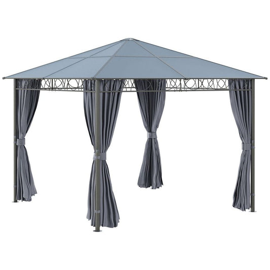 Premium 3x3m Hardtop Gazebo for Garden Parties with Polycarbonate Roof and Curtains - UV Resistant and Weatherproof