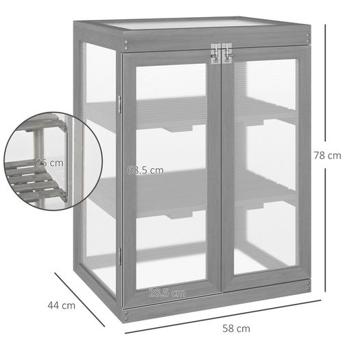 3-tier Wood Greenhouse Plant Storage Shelf Garden Cold Frame Grow House