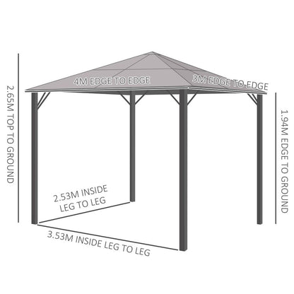 Deluxe 3x3m Polycarbonate Hardtop Gazebo - Aluminium Frame, Netting & Curtains