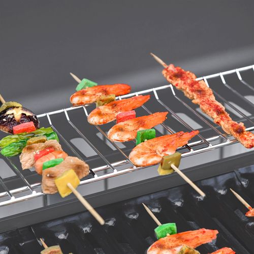 Outsunny 6+1 Burner Gas BBQ Grill Garden Barbecue with Wheels, Cabinet Grey