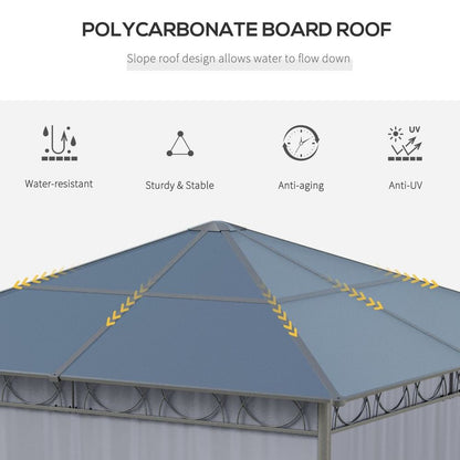 Premium 3x3m Hardtop Gazebo for Garden Parties with Polycarbonate Roof and Curtains - UV Resistant and Weatherproof