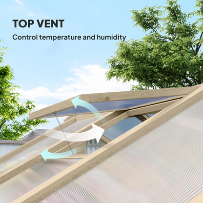 Outsunny 6.6 x 6ft Wooden Polycarbonate Greenhouse with Lockable Door, Brown