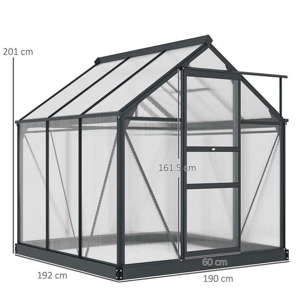 Premium Polycarbonate Walk-In Greenhouse | Aluminium Frame | 6x6ft | Slide Door