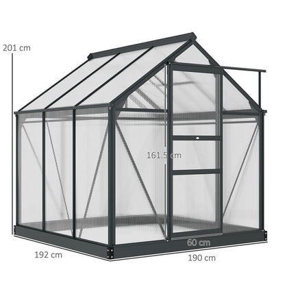 Premium Polycarbonate Walk-In Greenhouse | Aluminium Frame | 6x6ft | Slide Door
