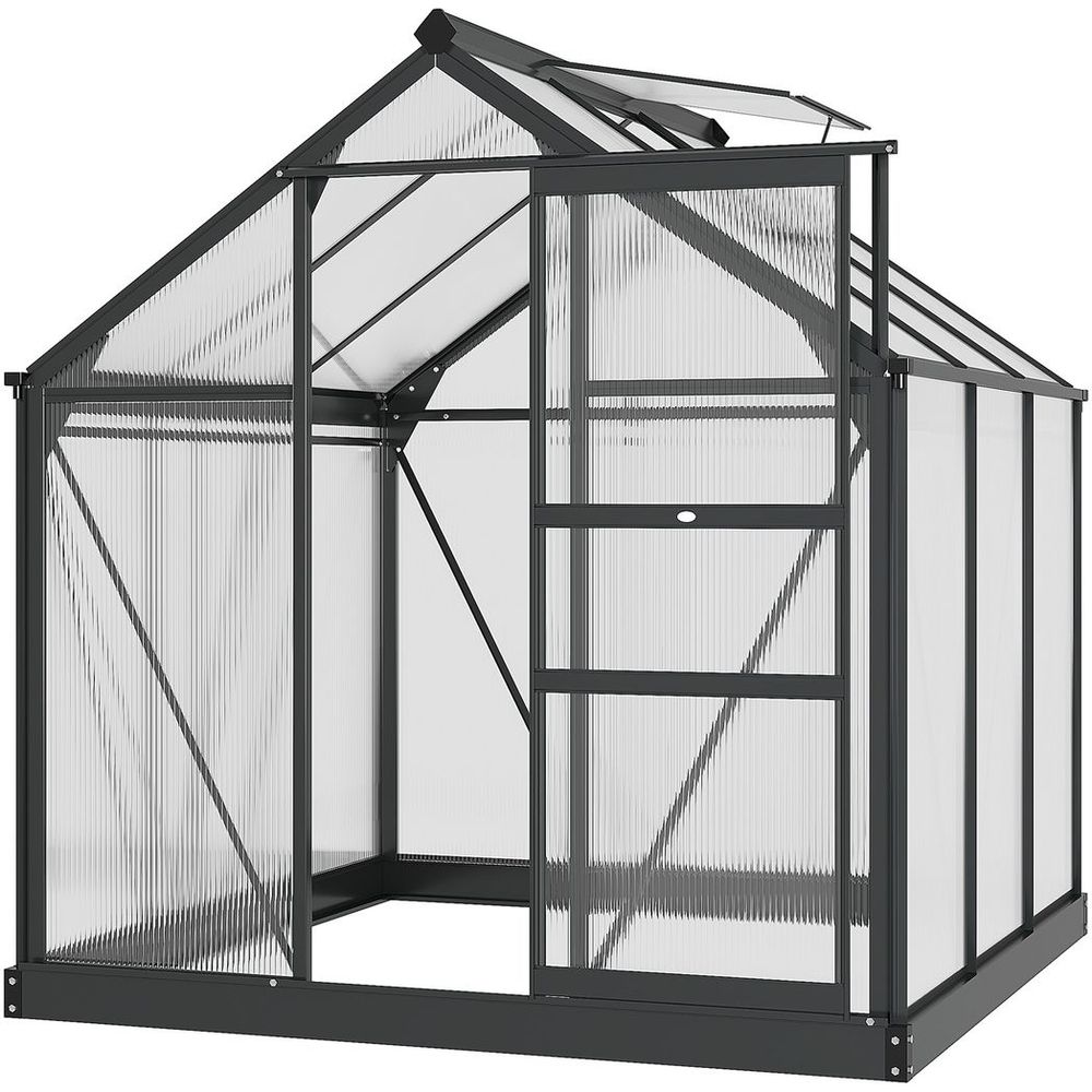 Premium Polycarbonate Walk-In Greenhouse | Aluminium Frame | 6x6ft | Slide Door