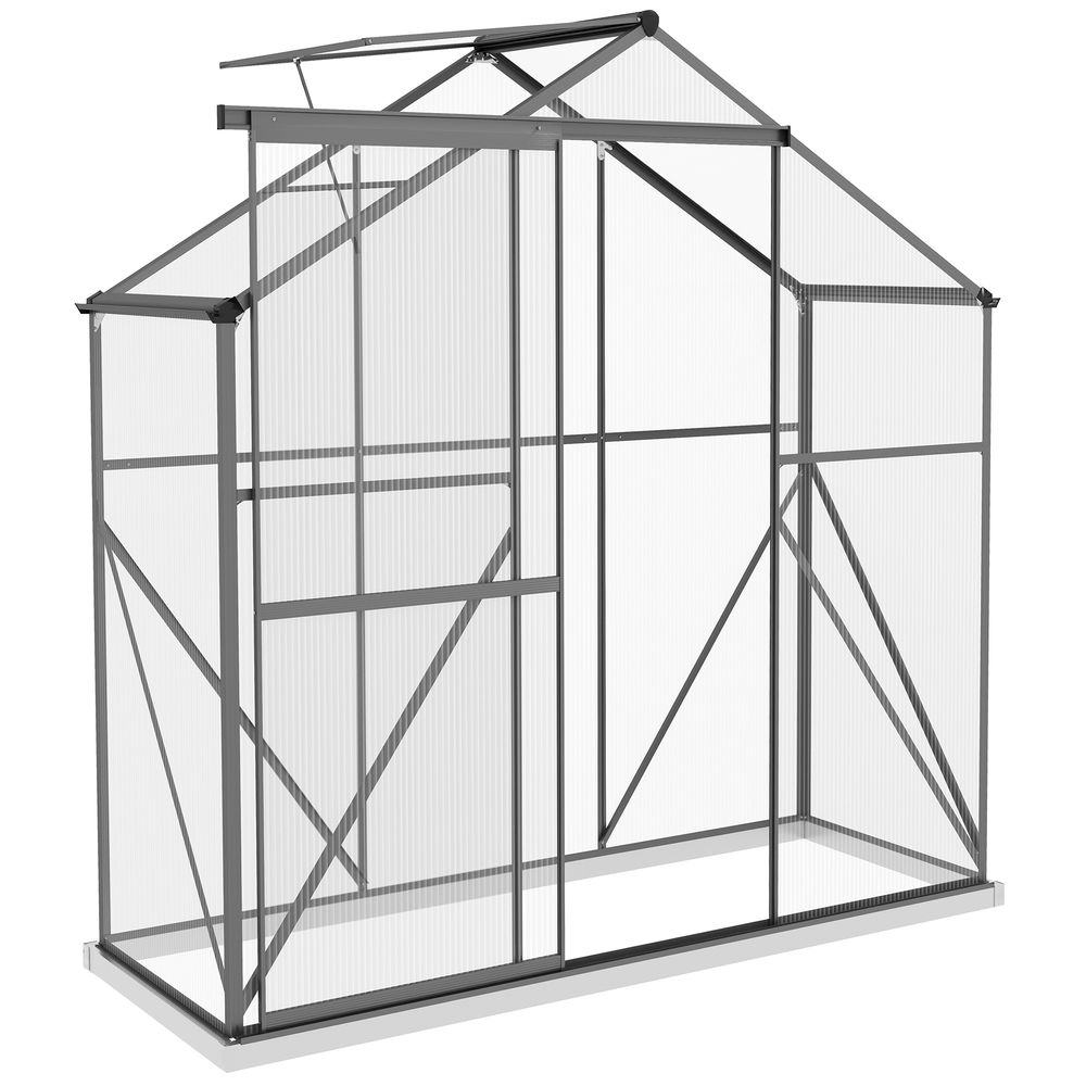 Outsunny 6x2.5ft Polycarbonate Greenhouse Aluminium Dark Grey - Durable, Spacious & Efficient