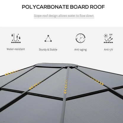3.6x3(m) Hardtop Gazebo w/ Polycarbonate Curtains - Outsunny