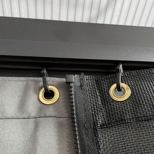 Outsunny 3.6 x 4m Hardtop Gazebo with UV Resistant Polycarbonate Roof & Aluminium Frame, Garden Pavilion with Mosquito Netting and Curtains Black