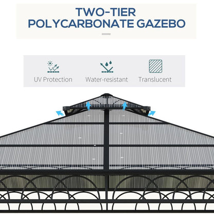 Premium 3x3m Polycarbonate Gazebo with Nettings & Curtains - Ideal for Parties & Outdoor Events