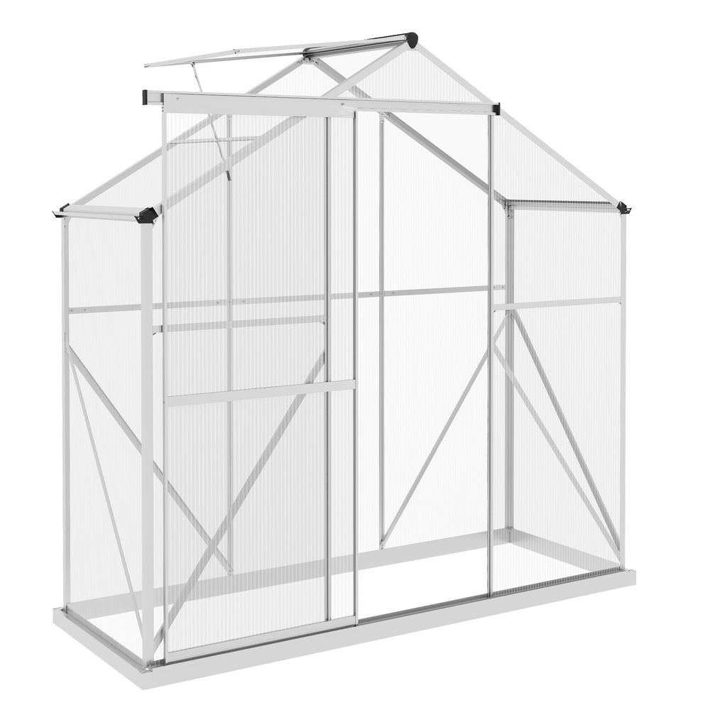 Outsunny 6x2.5ft Polycarbonate Greenhouse, Aluminium Frame, Silver