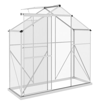Outsunny 6x2.5ft Polycarbonate Greenhouse, Aluminium Frame, Silver