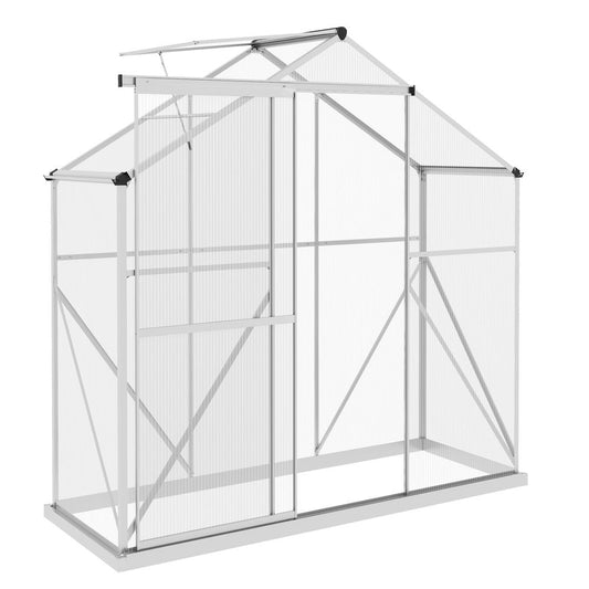 Outsunny 6x2.5ft Polycarbonate Greenhouse, Aluminium Frame, Silver