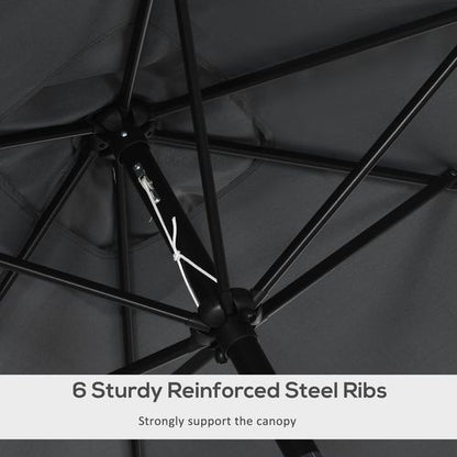 Outsunny 3x2m Patio Parasol Canopy Tilt Crank 6 Ribs Sun Shade Garden Black