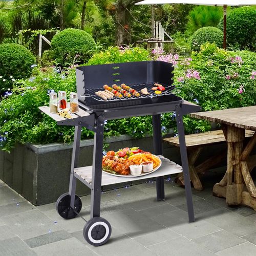 Outsunny Charcoal BBQ Grill,  87Lx45Wx83H cm-Black