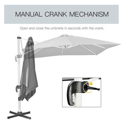 3 x 3(m) Cantilever Roma Parasol Garden Umbrella with Cross Base Grey