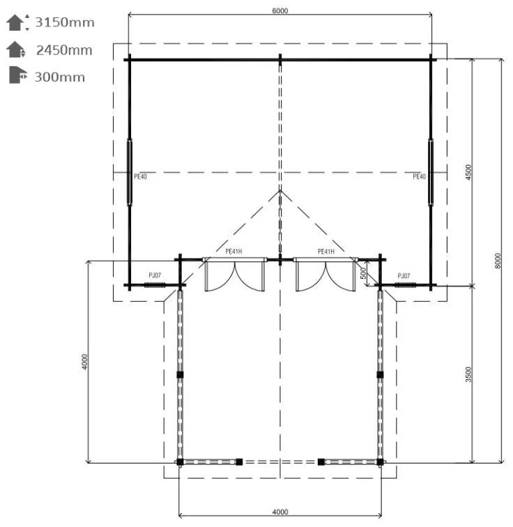 Lugarde Venice Log Cabin and Veranda 6mx6m
