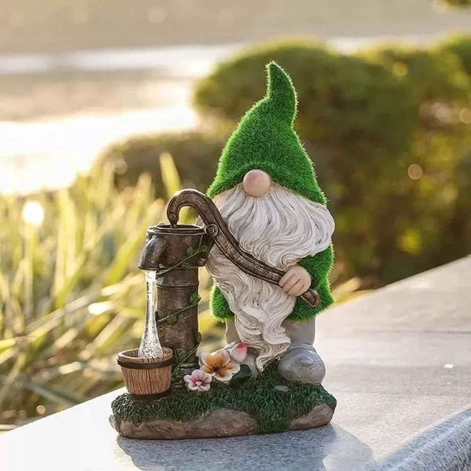 30cm Solar Gnome Garden Ornament with LED Water Pump Light
