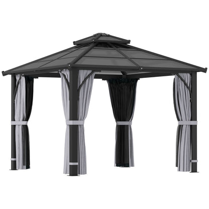 Outsunny 3x3(m) Hardtop Gazebo with Polycarbonate Roof & Sides