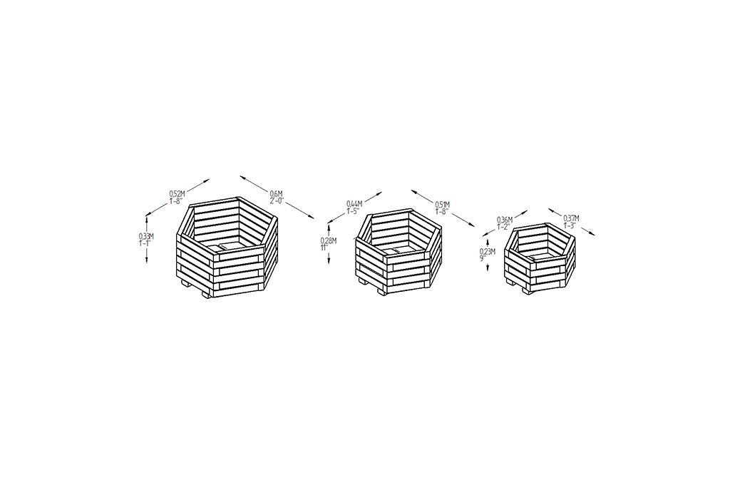 York Hexagonal Planter Set of 3