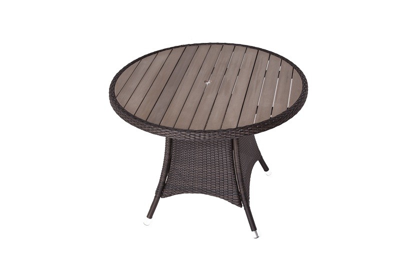 Round Rattan Table with Plaswood Top