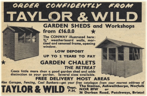 Taylors Garden Buildings advertisement 1962