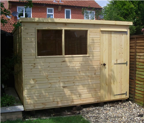 pent shed with the door to the front