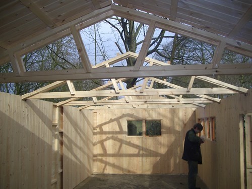 Internal view of the timber garage