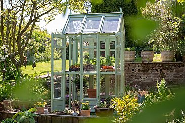 Example of Painted Greenhouse Thorndown Paints Sedge Green