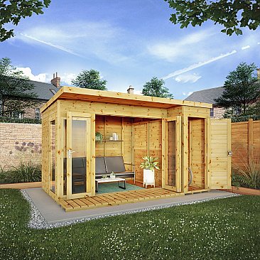 Contemporary Summerhouse with Side Shed 12x8 