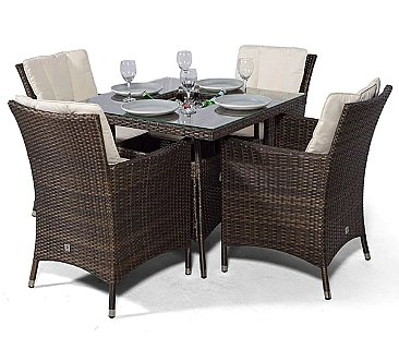 Montreal - 4 Seat Set with Square Table & Ice Bucket (Dark Brown)