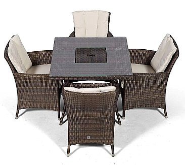 Montreal - 4 Seat Set with Square Table & Ice Bucket (Dark Brown)