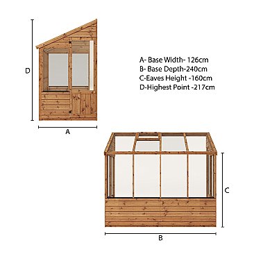 Evesham Lean-To Greenhouse 8 x 4