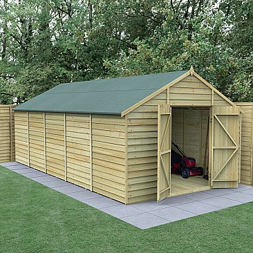 Overlap Pressure Treated 10x20 Apex Shed - No Window, Double Door