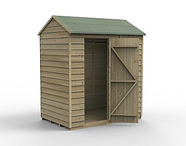 Overlap Pressure Treated 6x4 Reverse Apex Shed - No Window